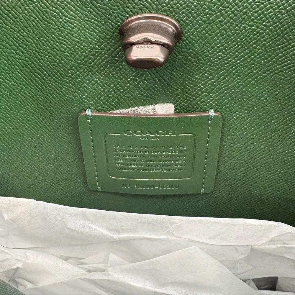 Coach Charlie Bucket 21 Crossbody Pebbled Leather Light Fern Green New Classic